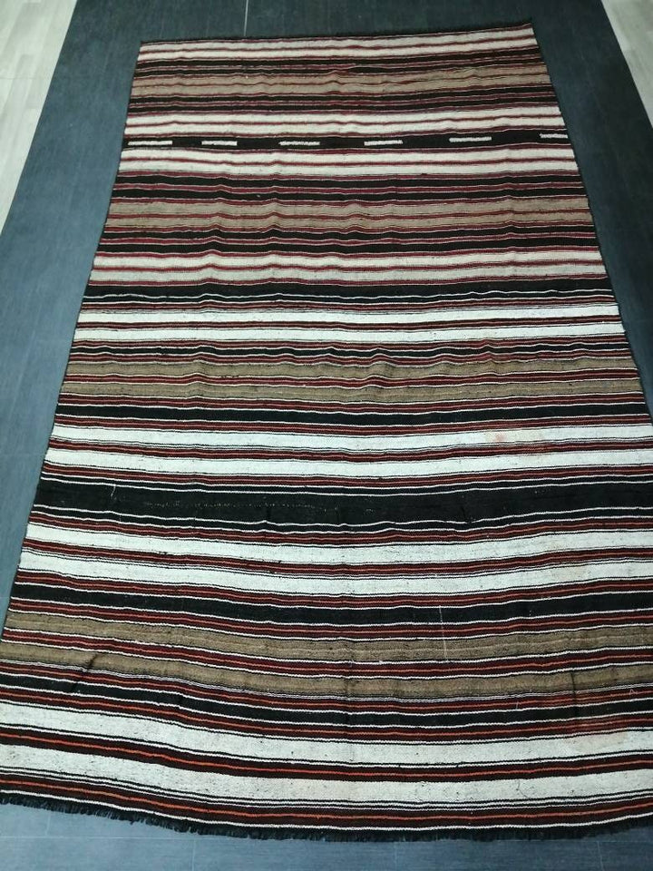 Black Turkish Runner Rug 6' 9" x 12' Hand-Knotted | No. WR48781