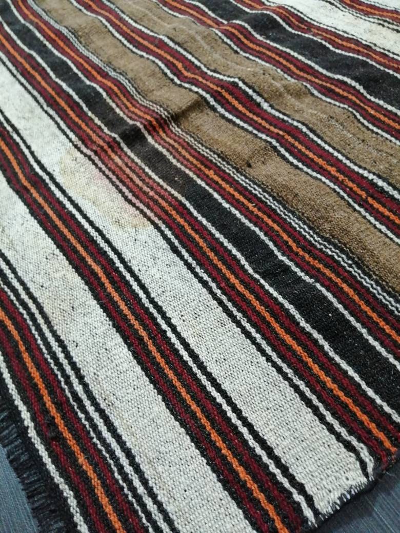 Black Turkish Runner Rug 6' 9" x 12' Hand-Knotted | No. WR48781