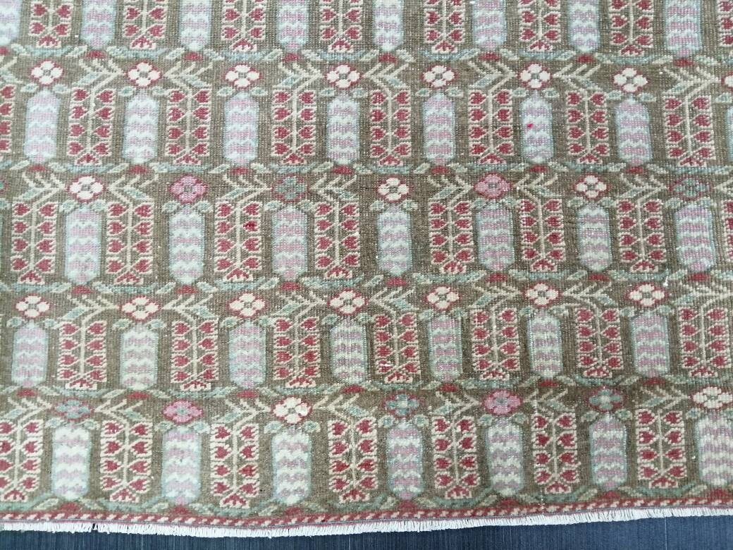 Pink Turkish Runner Rug 4' 2" x 5' 8" Hand-Knotted view 9