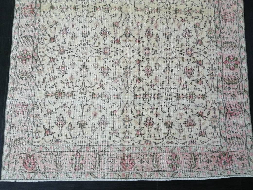 Tan Turkish Runner Rug 4' 11" x 9' 9" Hand-Knotted view 9