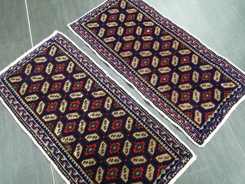 Navy Turkish Runner Rug 1' 9" x 3' 8" Hand-Knotted detail