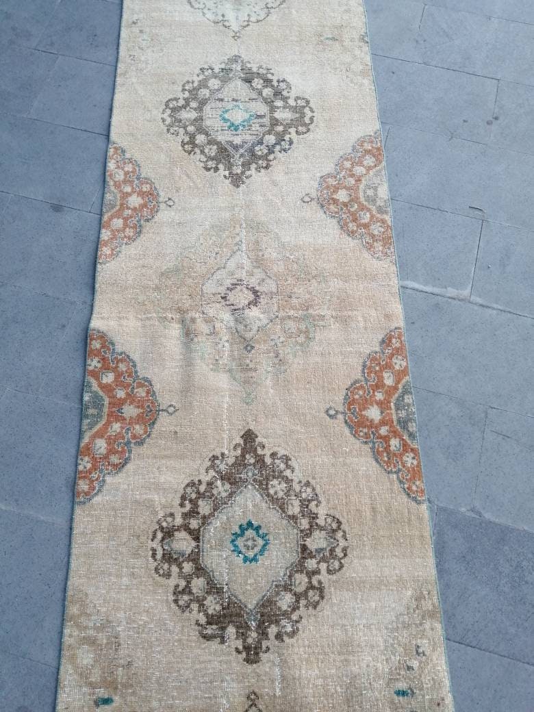 Beige Turkish Runner Rug 2' 11" x 20' 4" Hand-Knotted view 9