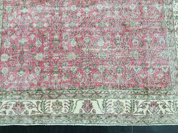 Pink Turkish Oushak Rug 7' 6" x 10' 4" Hand-Knotted detail