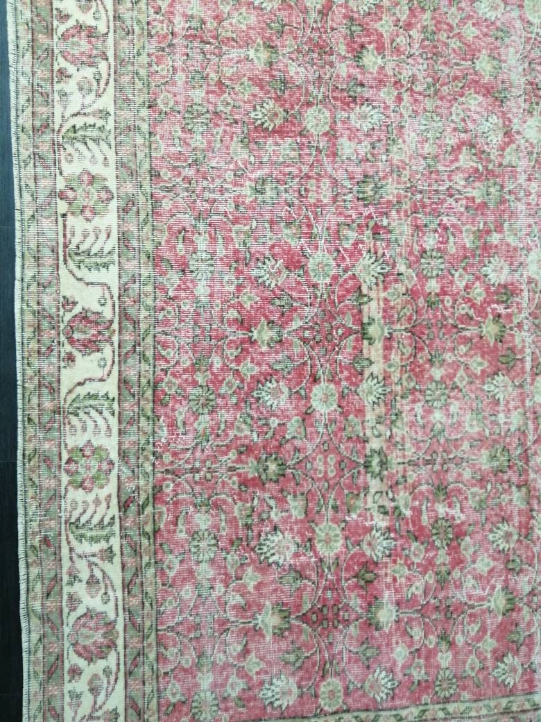 Pink Turkish Oushak Rug 7' 6" x 10' 4" Hand-Knotted pattern