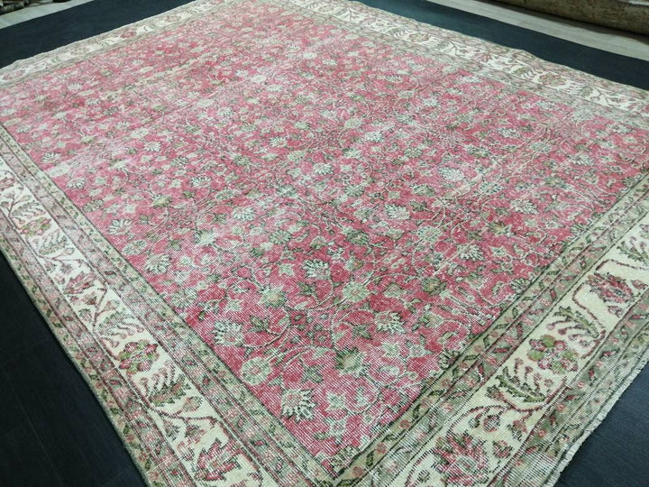 Pink Turkish Oushak Rug 7' 6" x 10' 4" Hand-Knotted