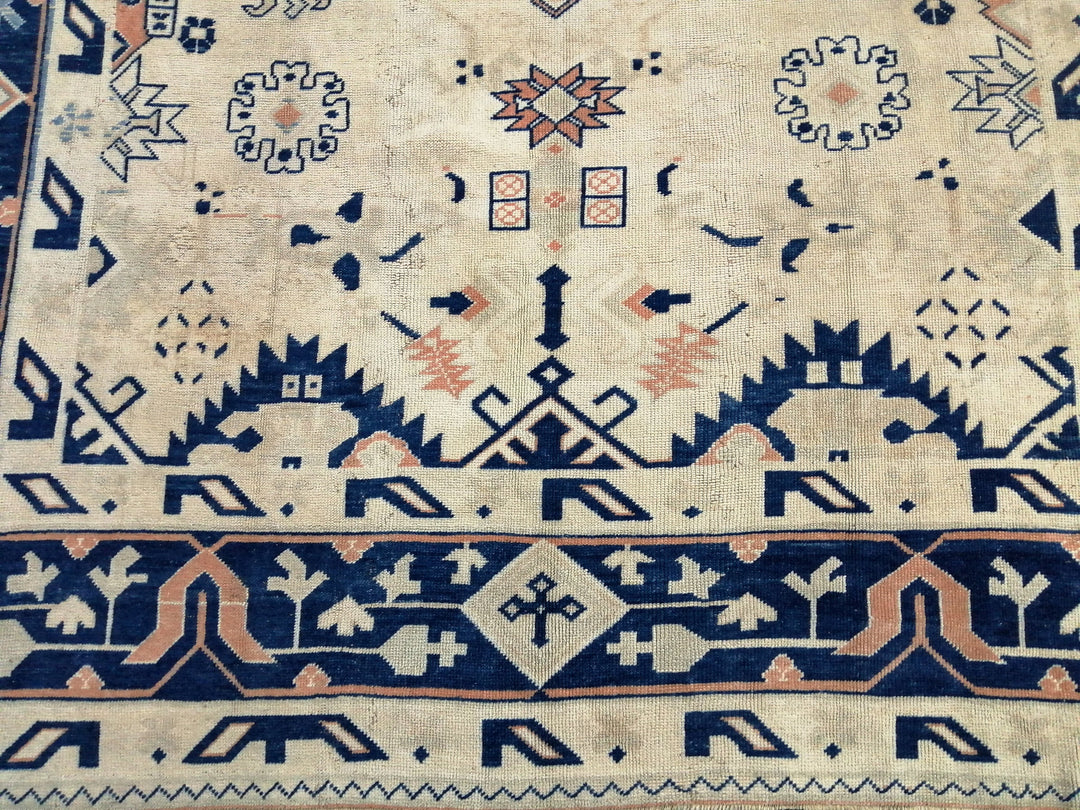 Navy Turkish Oushak Rug 9' 2" x 12' 2" Hand-Knotted pattern
