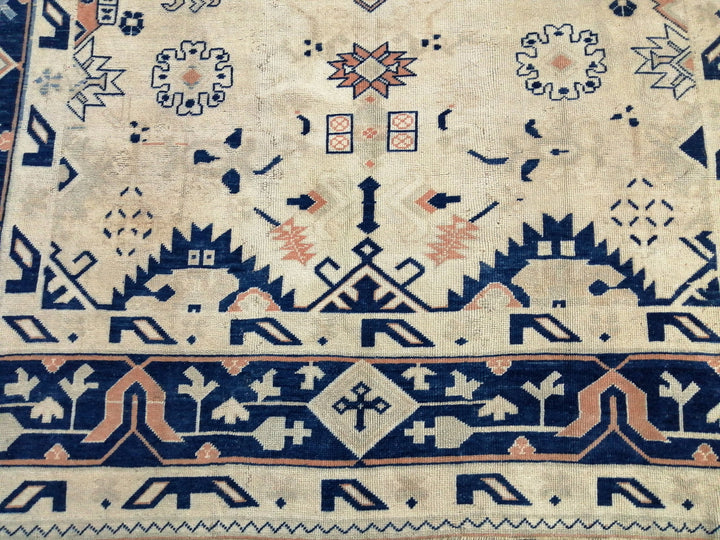 Navy Turkish Oushak Rug 9' 2" x 12' 2" Hand-Knotted pattern