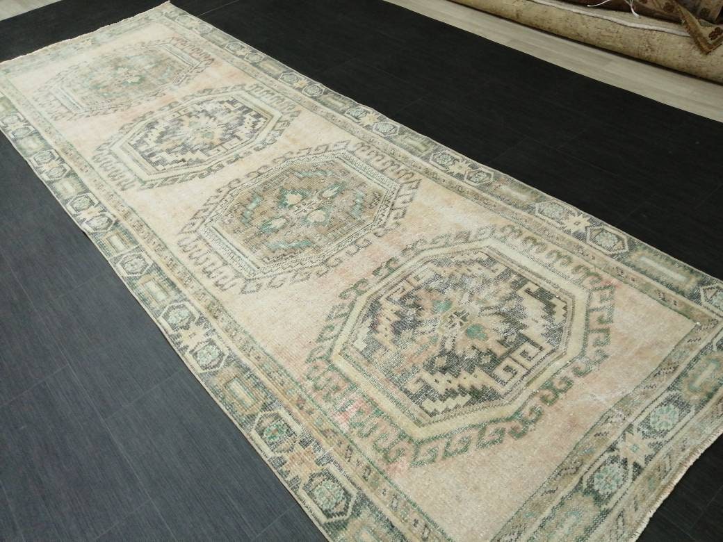 Beige Turkish Runner Rug 3' 11" x 11' Hand-Knotted view