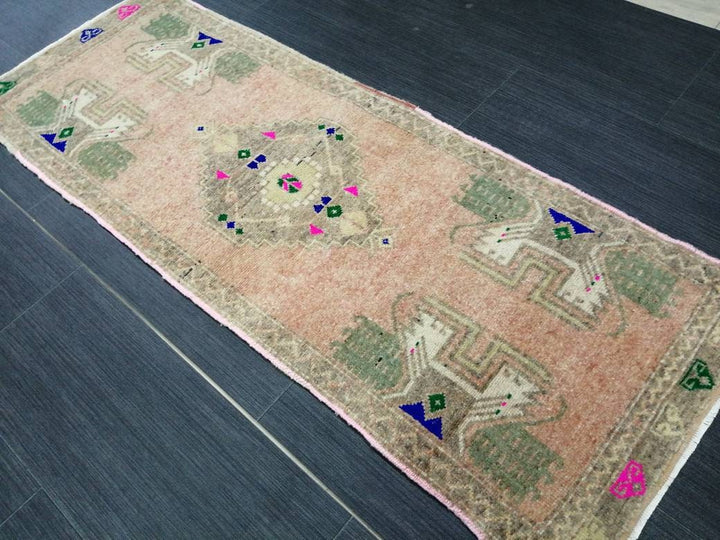 Beige Turkish Runner Rug 1' 5" x 3' 11" Hand-Knotted