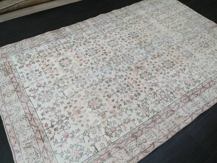 Beige Turkish Oushak Rug 6' 3" x 9' 9" Hand-Knotted