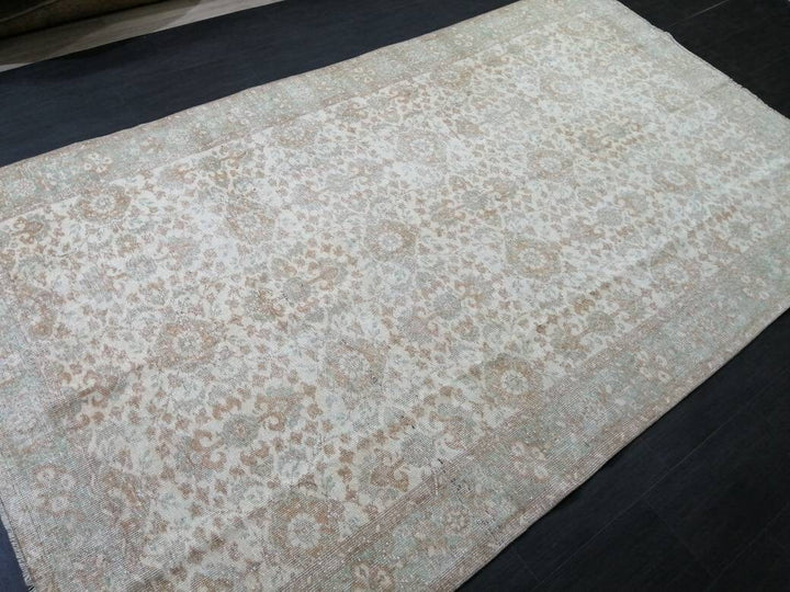 Beige Turkish Oushak Rug 5' 11" x 10' 3" Hand-Knotted close-up