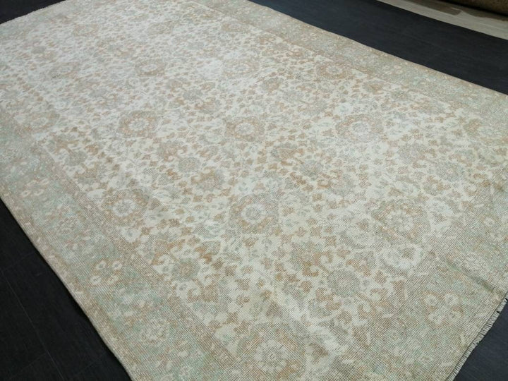 Beige Turkish Oushak Rug 5' 11" x 10' 3" Hand-Knotted