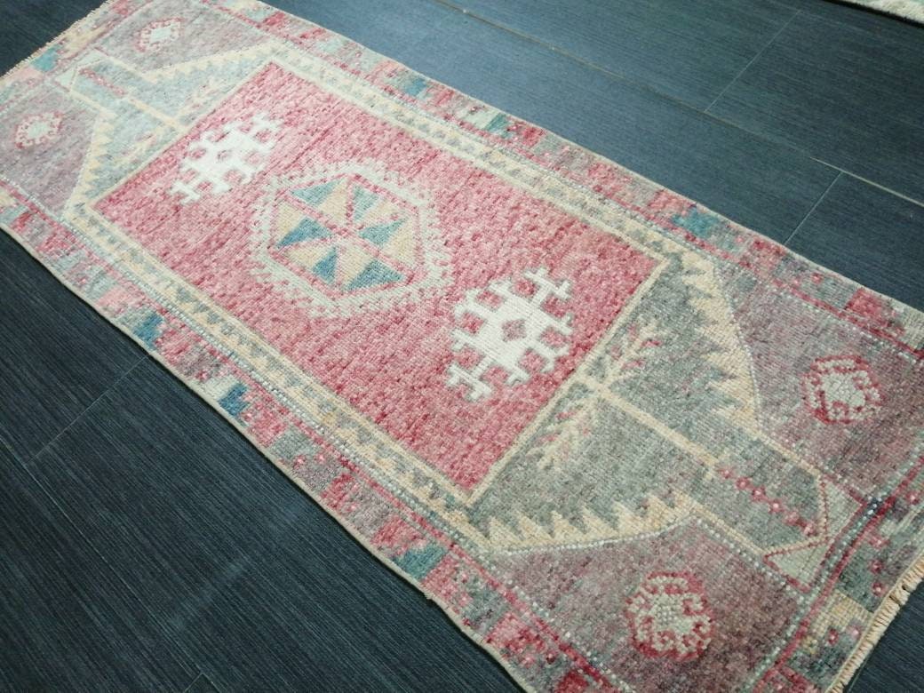 Beige Turkish Runner Rug 1' 5" x 3' 8" Hand-Knotted