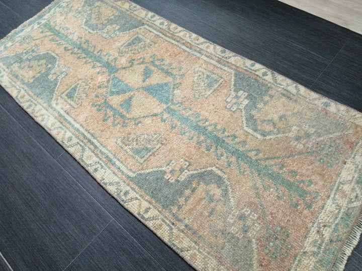 Beige Turkish Runner Rug 1' 7" x 3' 6" Hand-Knotted