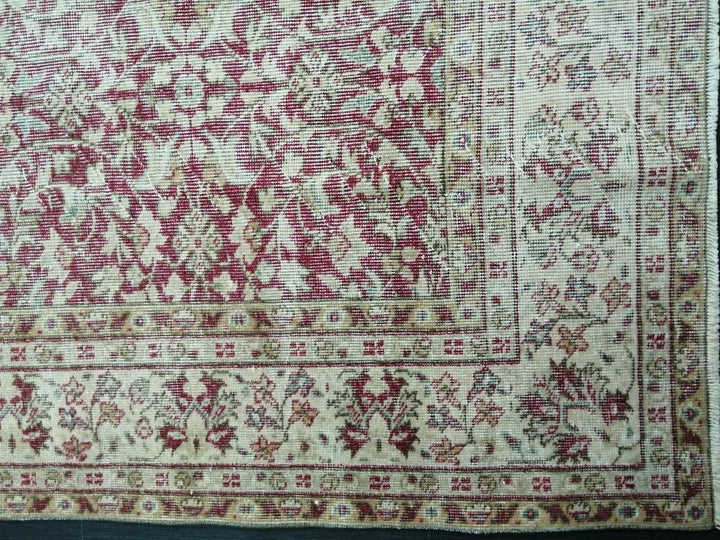 Beige Turkish Oushak Rug 6' 7" x 10' 4" Hand-Knotted field