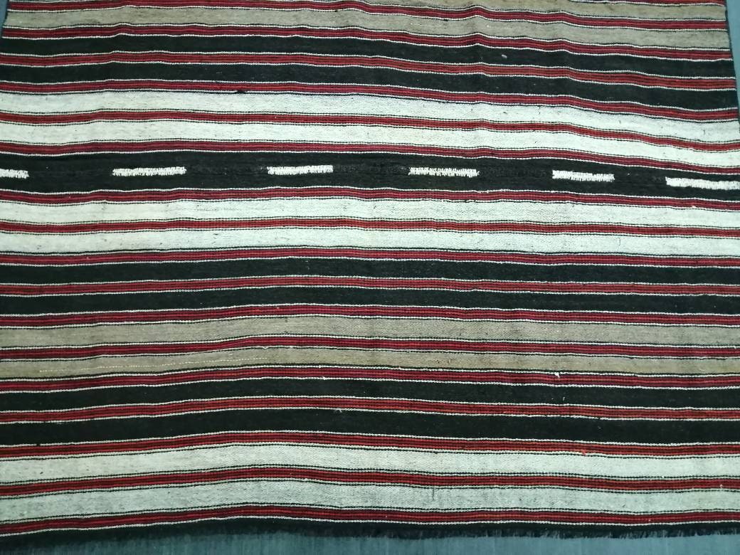 Black Turkish Runner Rug 6' 9" x 12' Hand-Knotted | No. WR48781