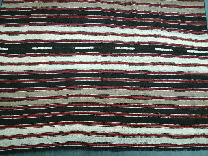 Black Turkish Runner Rug 6' 9" x 12' Hand-Knotted | No. WR48781