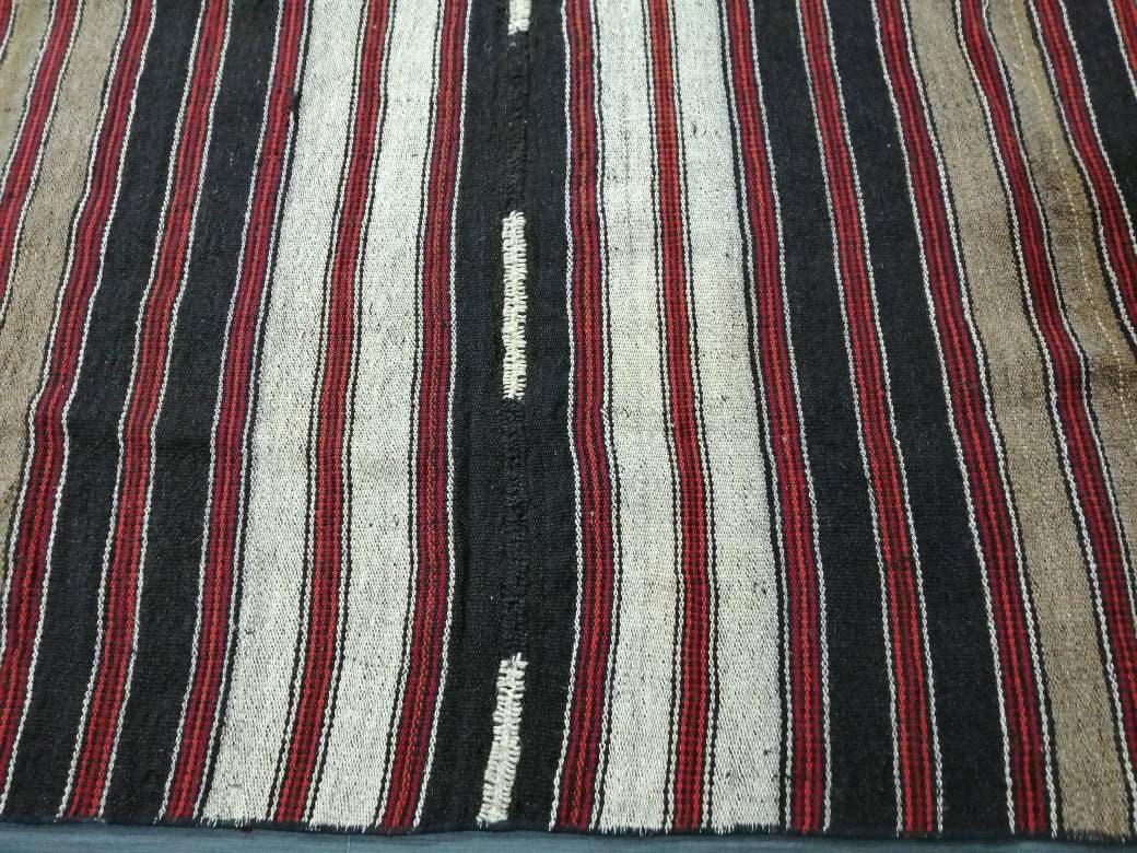 Black Turkish Runner Rug 6' 9" x 12' Hand-Knotted | No. WR48781