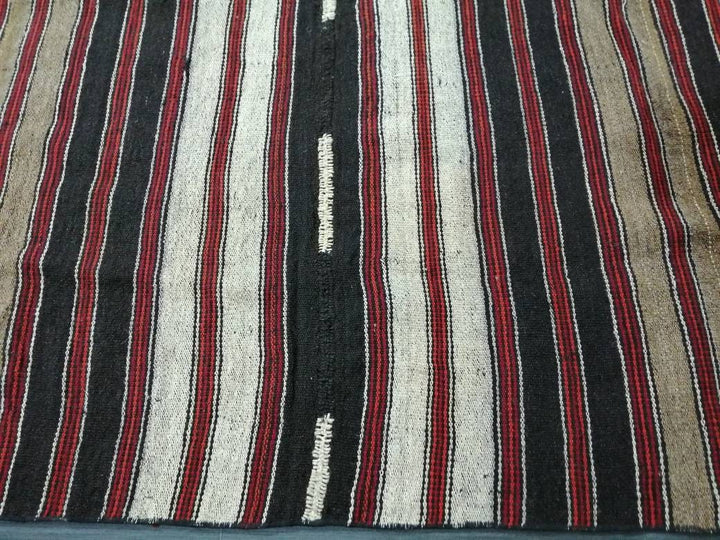 Black Turkish Runner Rug 6' 9" x 12' Hand-Knotted | No. WR48781