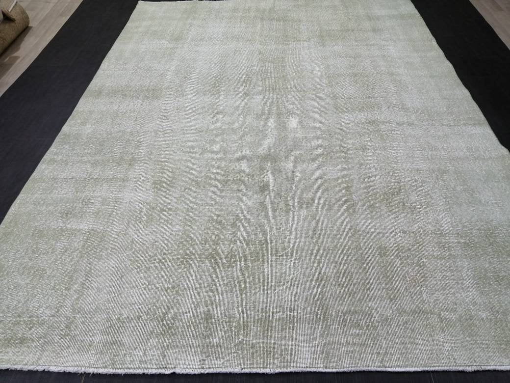 Green Turkish Oushak Rug 6' 7" x 9' Hand-Knotted | No. WR69246