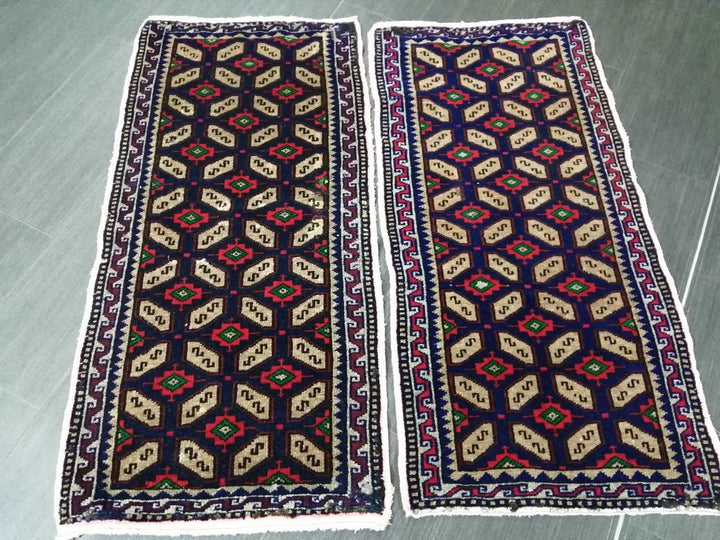 Navy Turkish Runner Rug 1' 9" x 3' 8" Hand-Knotted