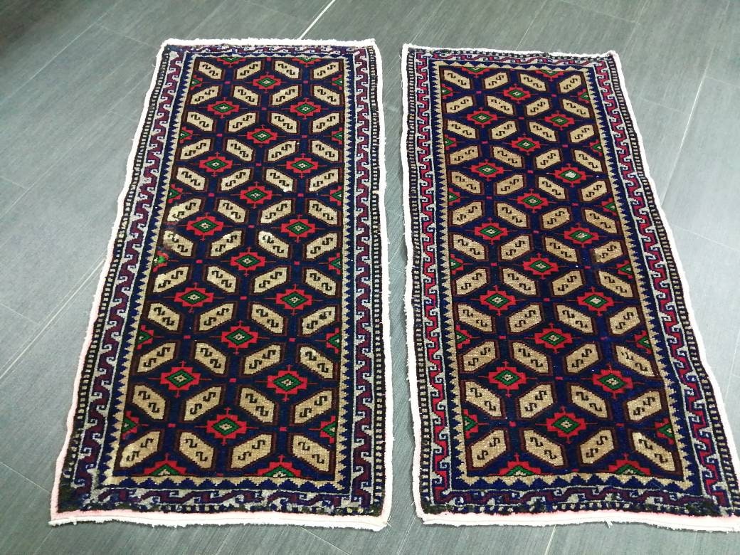 Navy Turkish Runner Rug 1' 9" x 3' 8" Hand-Knotted field