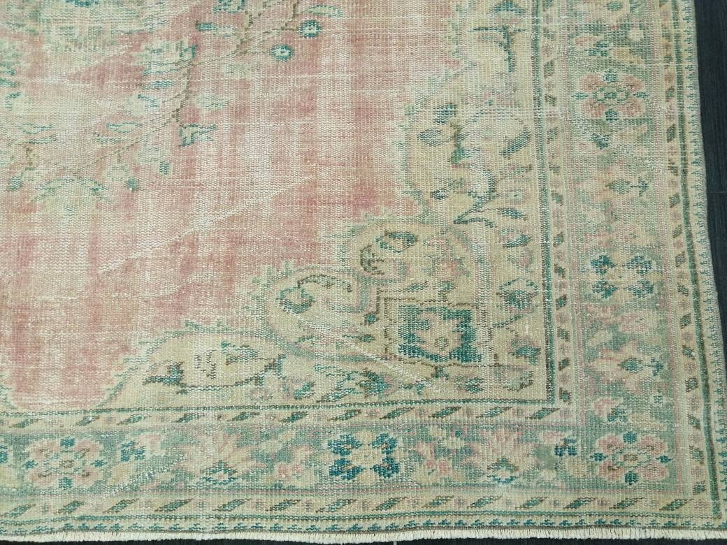 Turkish Oushak Rug 6' 8" x 9' Hand-Knotted field