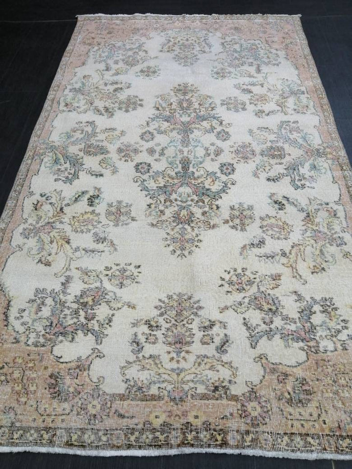 Beige Turkish Oushak Rug 4' 10" x 8' 6" Hand-Knotted view 9
