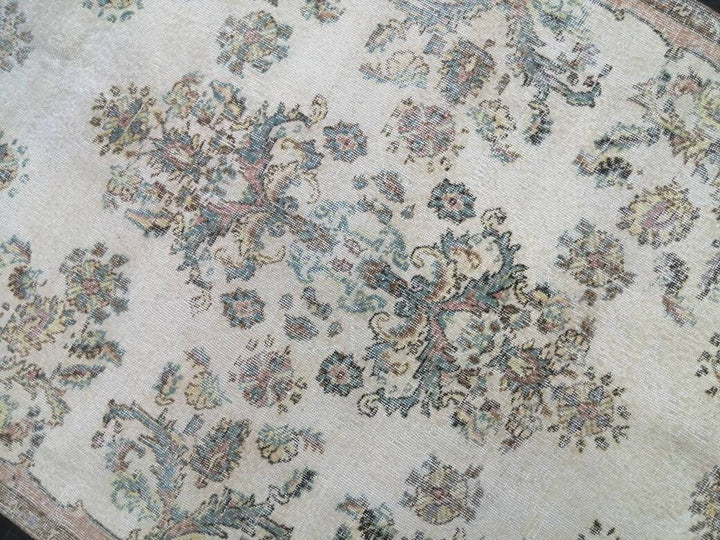 Beige Turkish Oushak Rug 4' 10" x 8' 6" Hand-Knotted reverse