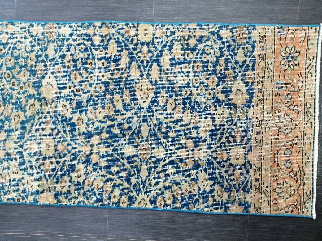 Blue Turkish Runner Rug 2' 1" x 9' 6" Hand-Knotted | No. WR65725