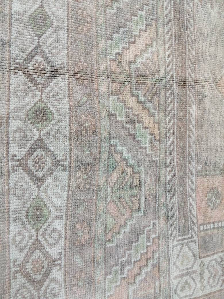 Beige Turkish Runner Rug 4' 11" x 11' 8" Hand-Knotted reverse