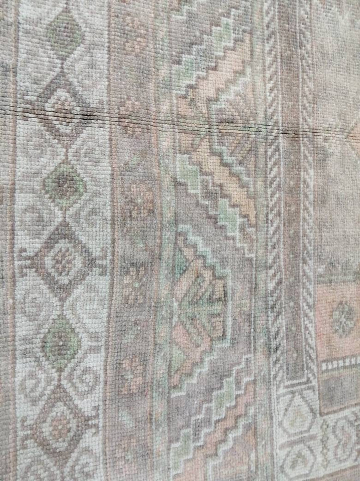 Beige Turkish Runner Rug 4' 11" x 11' 8" Hand-Knotted reverse