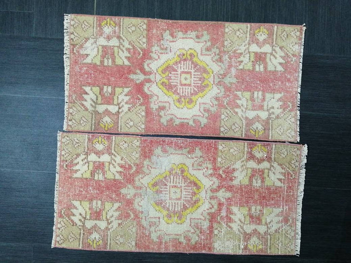Beige Turkish Runner Rug 1' 3" x 2' 6" Hand-Knotted pattern