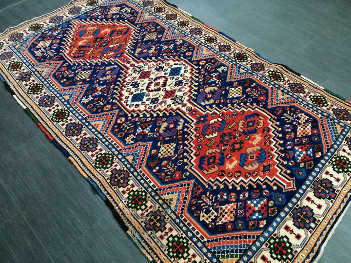 Rust Turkish Runner Rug 3' 7" x 6' 3" Hand-Knotted border