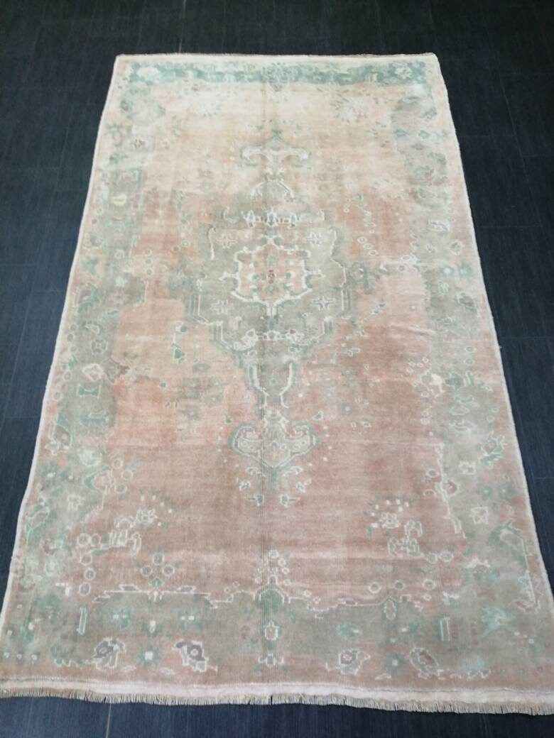 Beige Turkish Runner Rug 4' 11" x 8' 7" Hand-Knotted view
