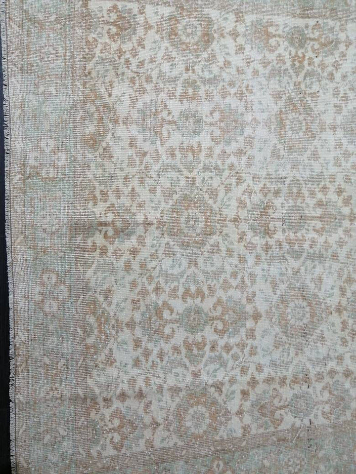Beige Turkish Oushak Rug 5' 11" x 10' 3" Hand-Knotted border