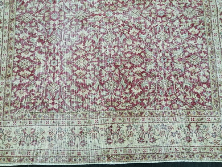 Beige Turkish Oushak Rug 6' 7" x 10' 4" Hand-Knotted close-up