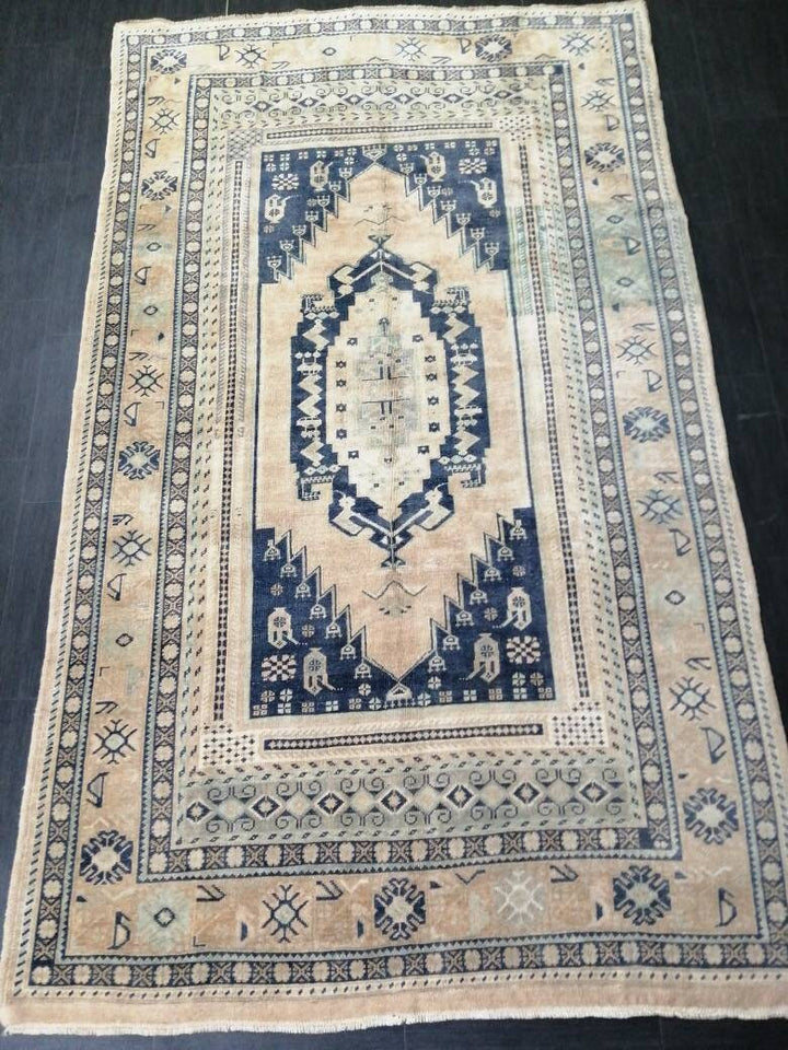 Navy Turkish Oushak Rug 5'6" x 9'4" Hand-Knotted view