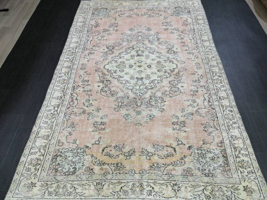 Pink Turkish Oushak Rug 5' 6" x 8' 7" Hand-Knotted view
