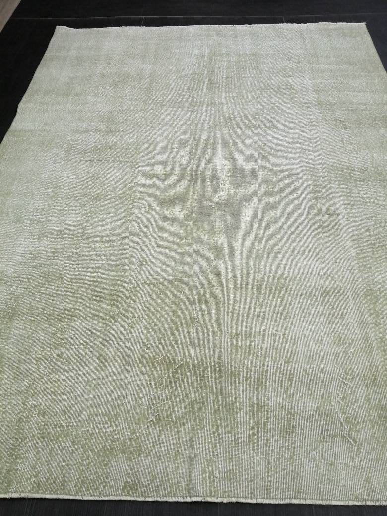 Green Turkish Oushak Rug 6' 7" x 9' Hand-Knotted | No. WR69246