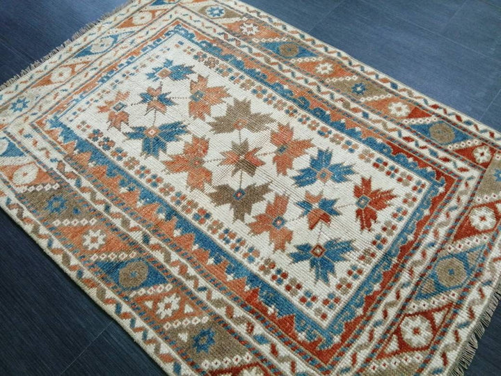 Rust Turkish Oushak Rug 2' 9" x 3' 11" Hand-Knotted close-up