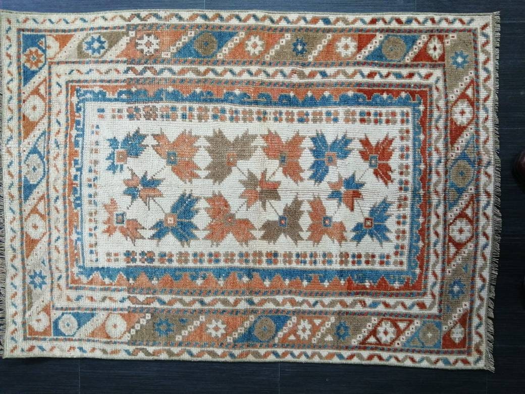 Rust Turkish Oushak Rug 2' 9" x 3' 11" Hand-Knotted texture