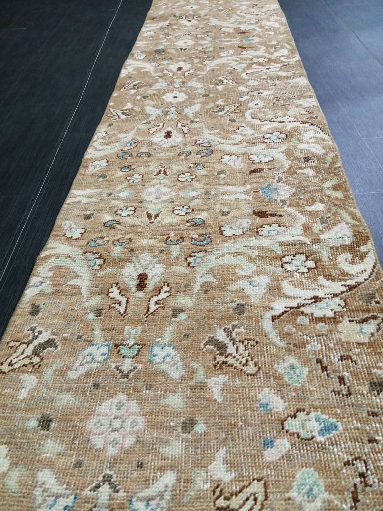 Tan Turkish Runner Rug 1' 11" x 10' 10" Hand-Knotted view 9
