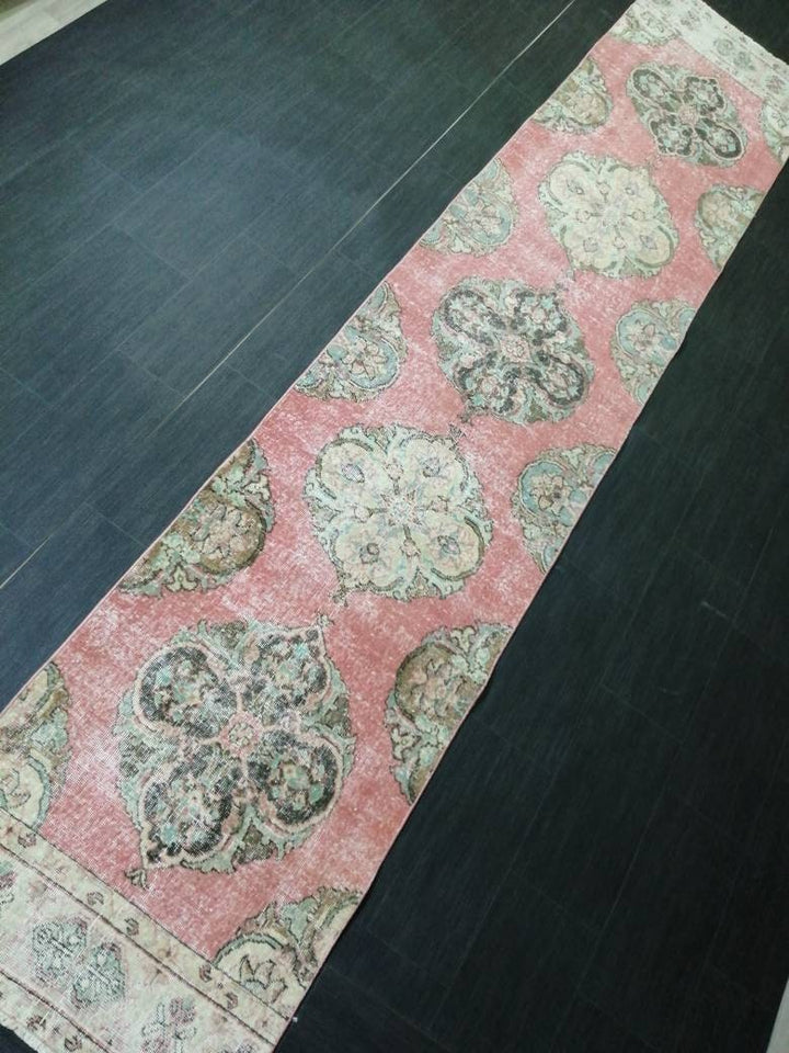 Tan Turkish Runner Rug 2' 7" x 12' 9" Hand-Knotted border