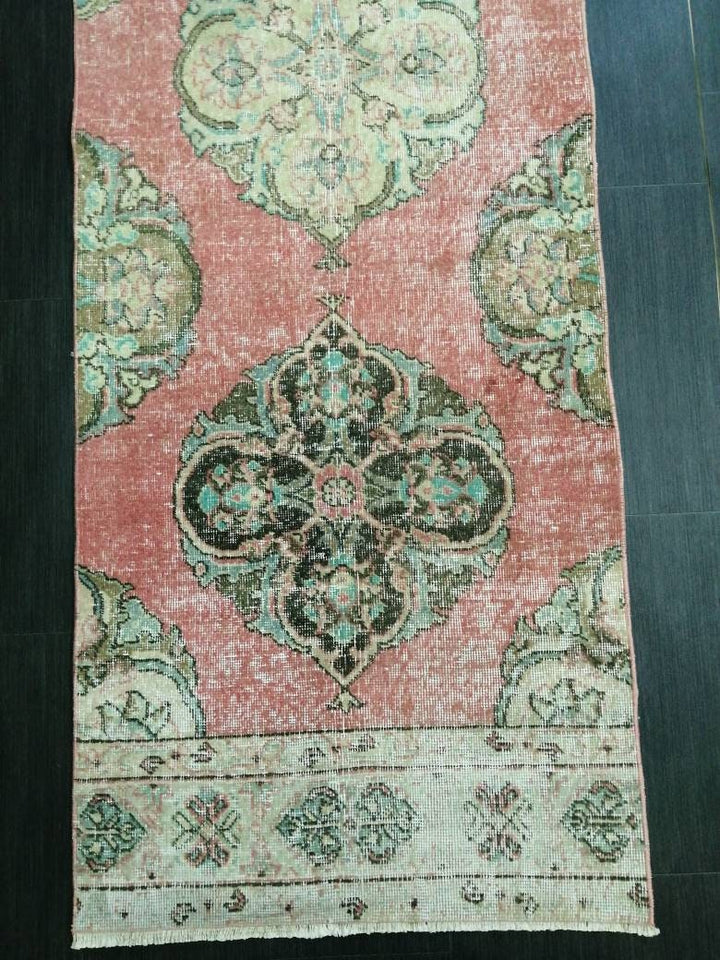 Tan Turkish Runner Rug 2' 7" x 12' 9" Hand-Knotted detail