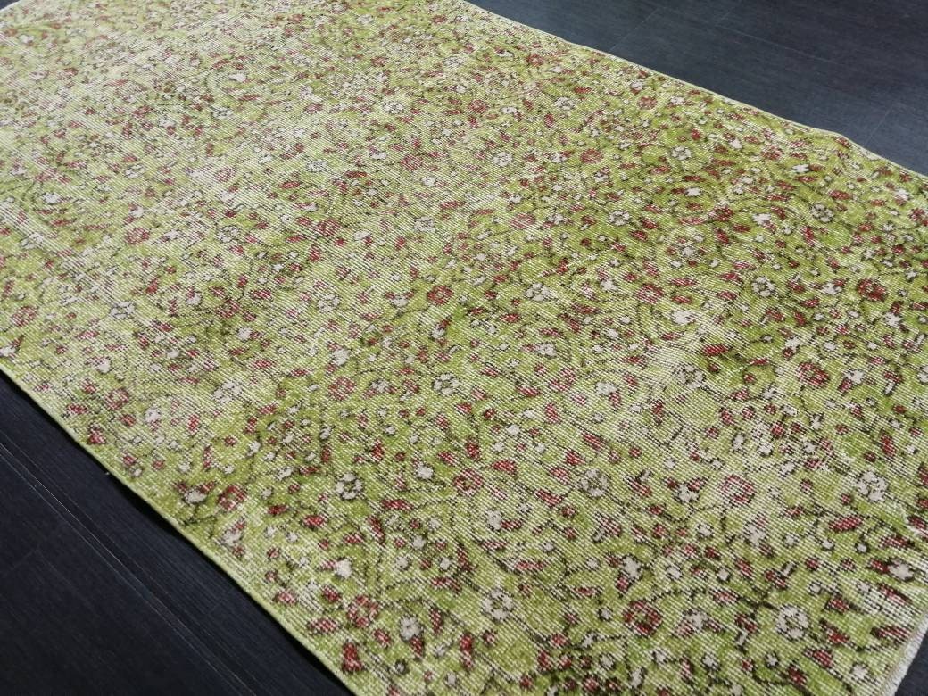 Green Turkish Oushak Rug 3' 8" x 6' 6" Hand-Knotted | No. WR98142