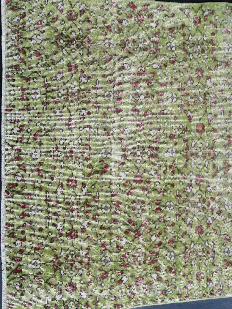 Green Turkish Oushak Rug 3' 8" x 6' 6" Hand-Knotted | No. WR98142