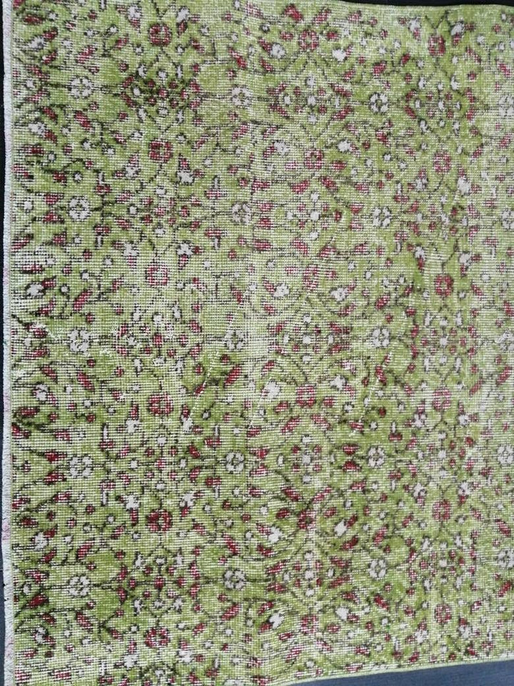 Green Turkish Oushak Rug 3' 8" x 6' 6" Hand-Knotted | No. WR98142