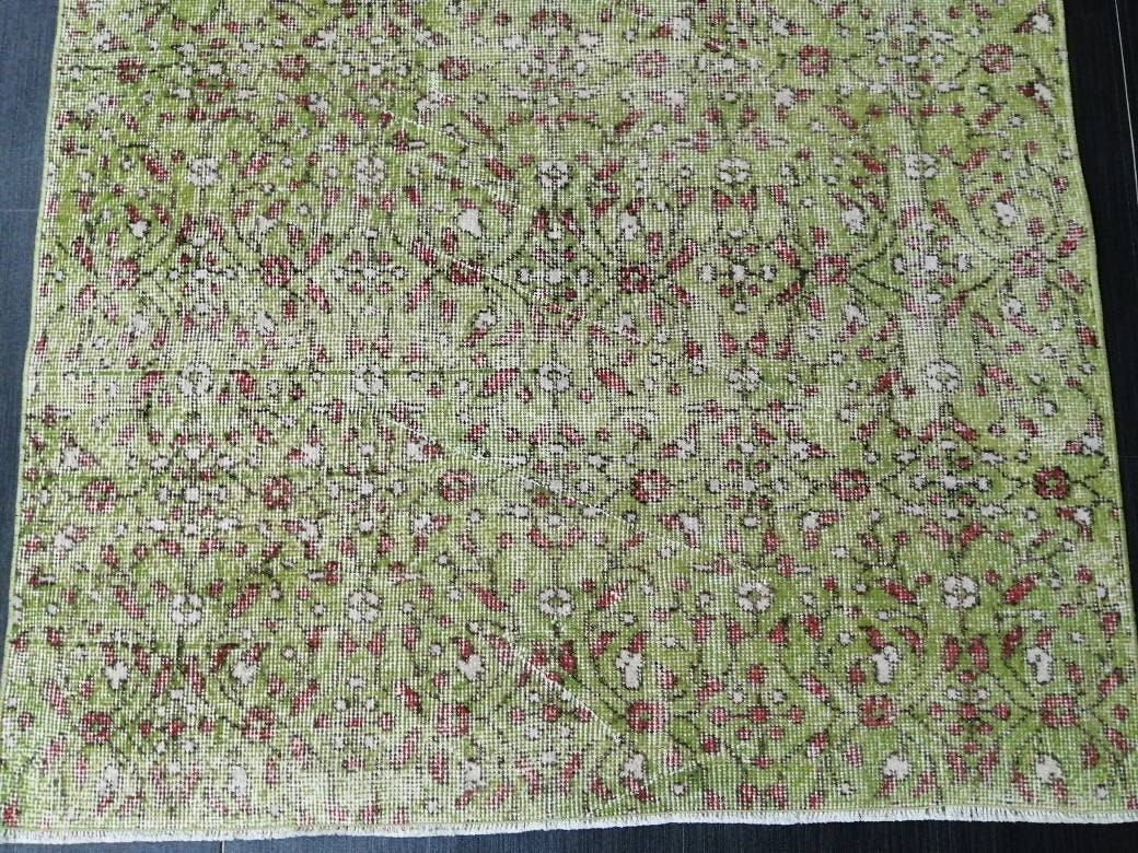 Green Turkish Oushak Rug 3' 8" x 6' 6" Hand-Knotted | No. WR98142