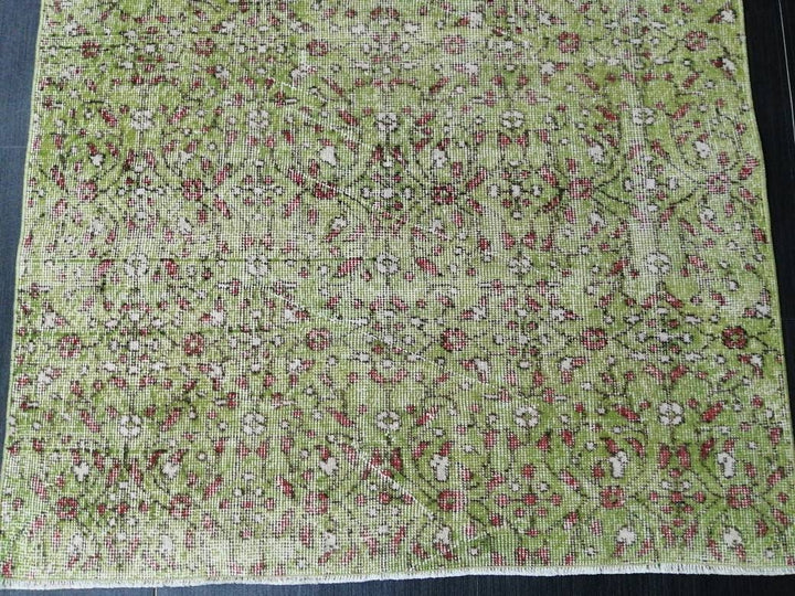 Green Turkish Oushak Rug 3' 8" x 6' 6" Hand-Knotted | No. WR98142